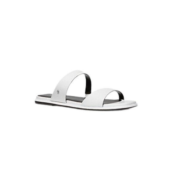 Michael Kors Jaida Leather Flat Sandals White – Size 8M - Picture 1 of 13